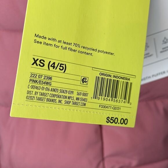 All in Motion Pink  Mid Length Puffer Jacket with Fur Hood, size XS, new - Picture 3 of 10